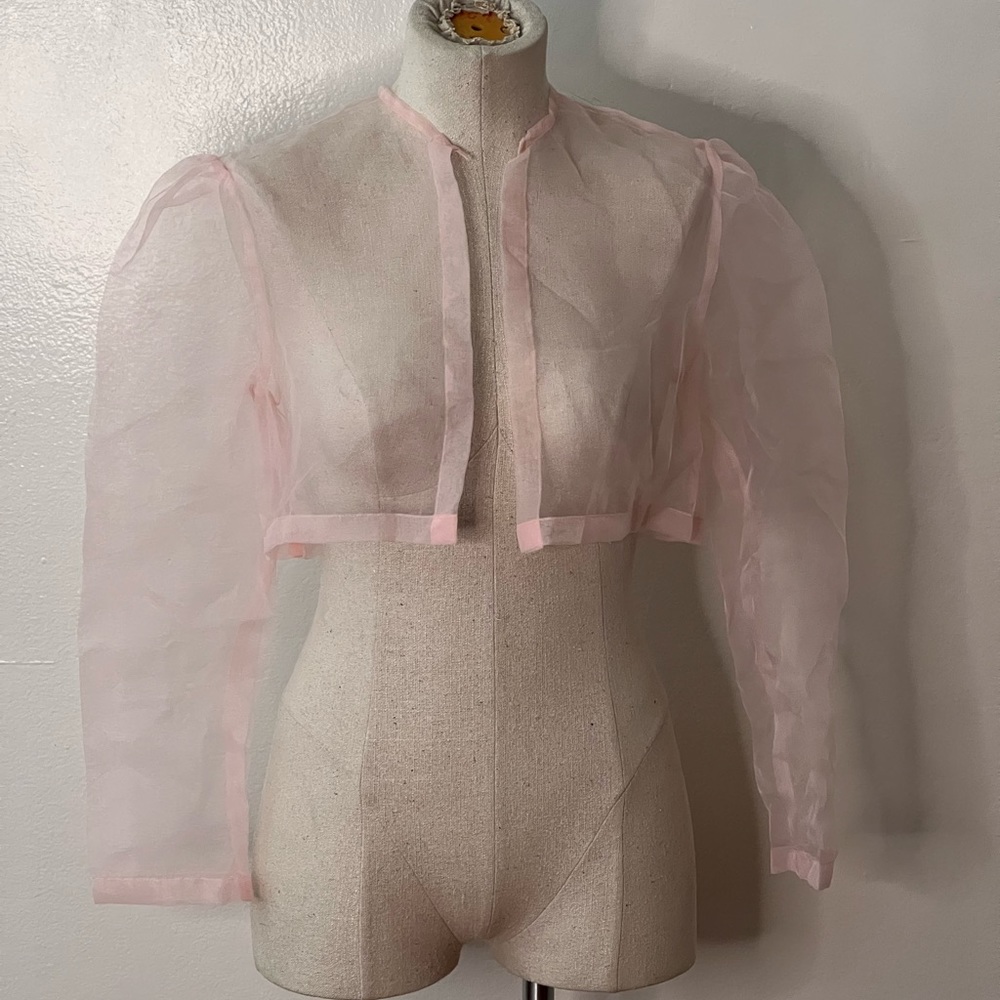 Pink Organza Cropped Topper Jacket